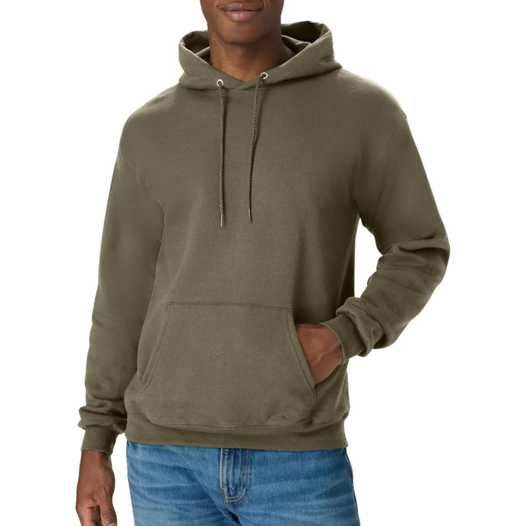 Hanes EcoSmart Fleece Hoodie (Fatigue Green, Size Large)